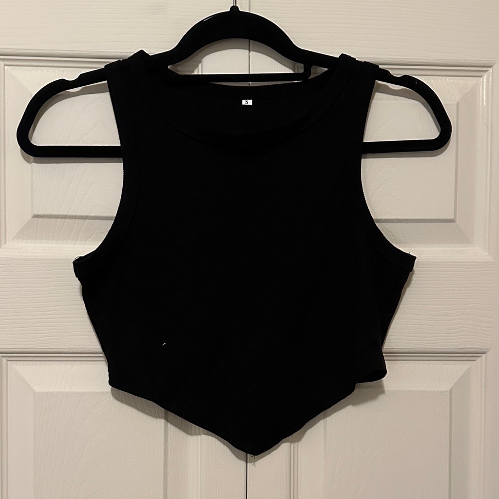 Black Cropped Sleeveless Women's Top